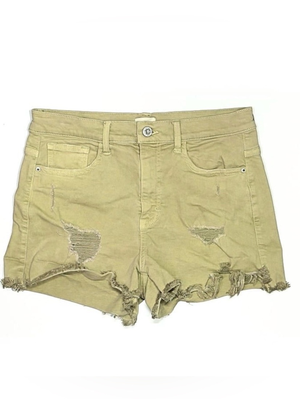 Sneak Peek Olive Distressed Denim Shorts, size large
